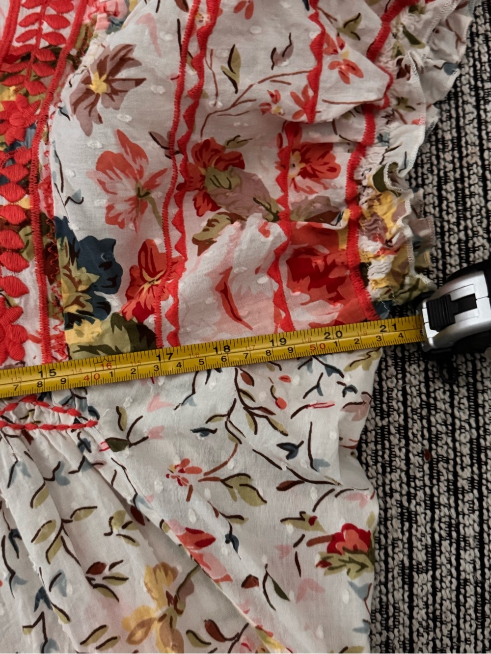 Sister Mary Coral Embroidered Floral Peasant Blouse - Picture 6 of 6